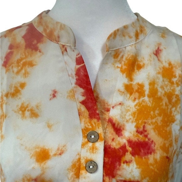 Women’s Cure Sleeveless top in orange pink & ivory Size medium Hi-Lo EUC - Picture 3 of 9